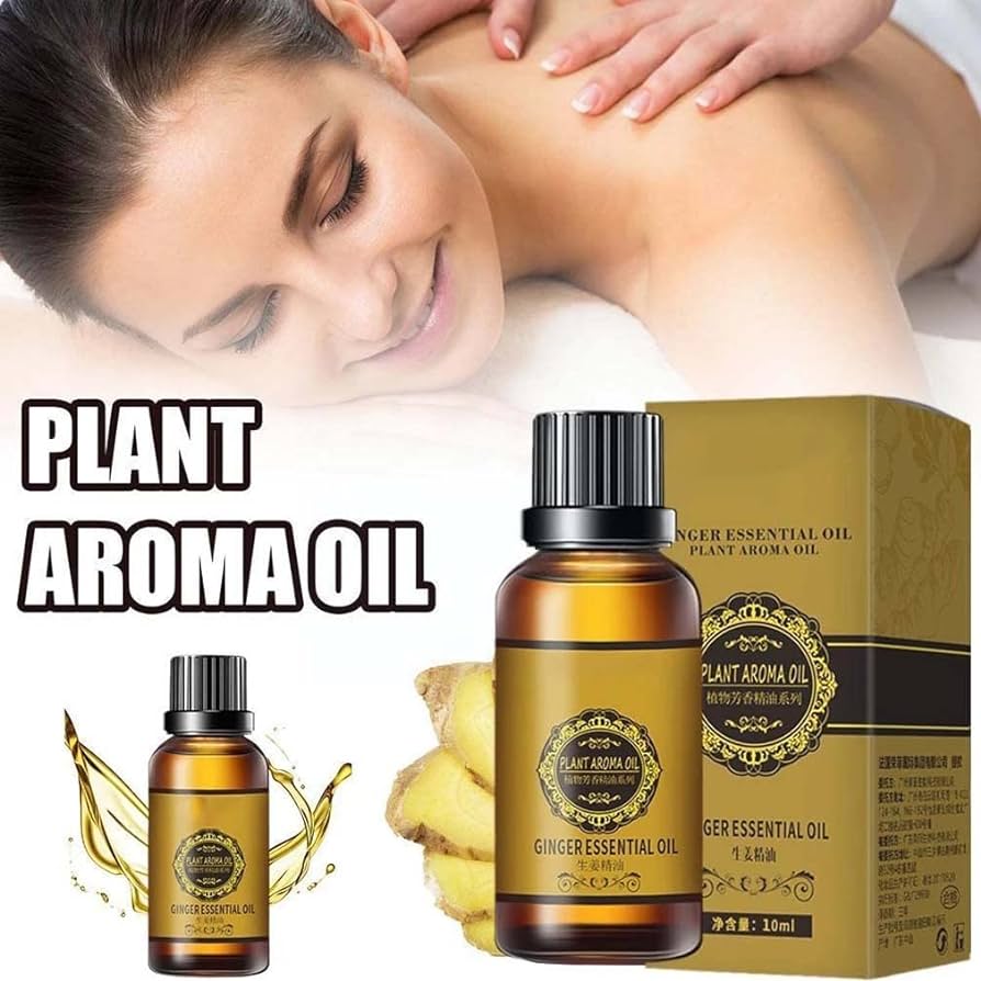 Donnara Organics Belly Drainage Ginger Oil,Tummy Ginger Oil, Ginger Oil Lymphatic Drainage Massage, Body Massage Organic Ginger Essential Oil Pack of 1 30 ML