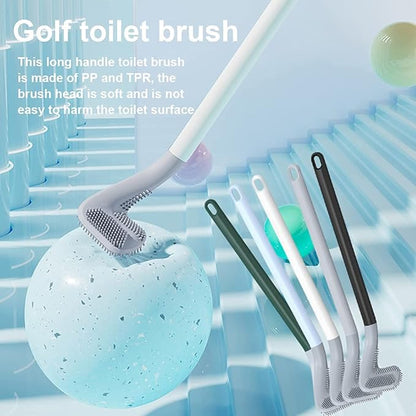 Toilet Brush- Wall-Mounted Long-Handled Golf Head Toilet Brush with Hook Pack of 2