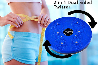 Waist Disk Acupressure Magnet Reflexology Slimming Belly 2 in 1 Belly Twister Now Exerciser (Blue)