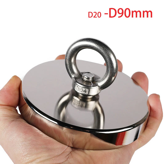 Fishing Magnets, 110lb 242lb 529lb 771lb Pull Force Super Strong Heavy Duty Rare Earth Neodymium Search Magnet For River Fishing