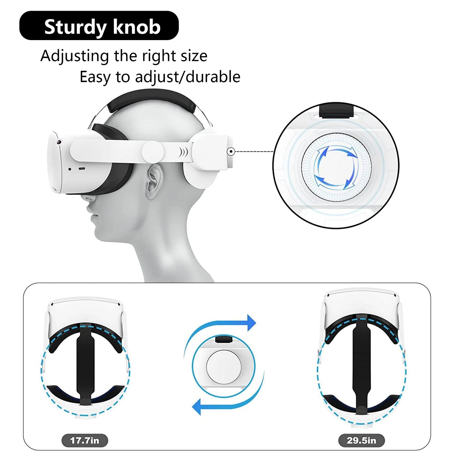HUNDAI Design For Meta Quest 2/Oculus Quest 2 Elite Strap Adjustable Head Strap