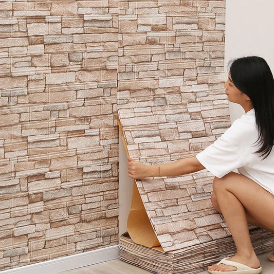 70cm*1m Modern Home 3D Brick Pattern Wall Sticker DIY Self-Adhesive Panel Waterproof Living RoomDecor Wallpaper Home Decoration