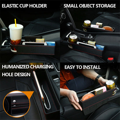 Seat Pockets PU Leather Car Console Side Organizer with Assorted Colour