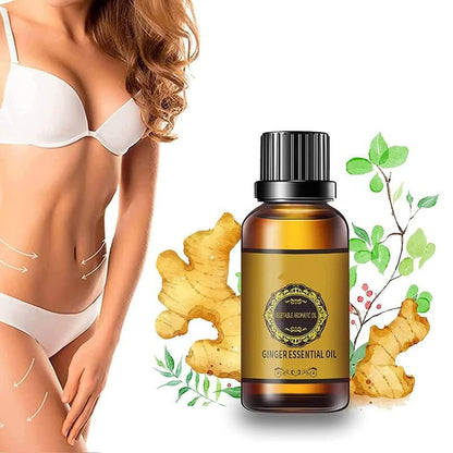 Donnara Organics Belly Drainage Ginger Oil,Tummy Ginger Oil, Ginger Oil Lymphatic Drainage Massage, Body Massage Organic Ginger Essential Oil Pack of 1 30 ML